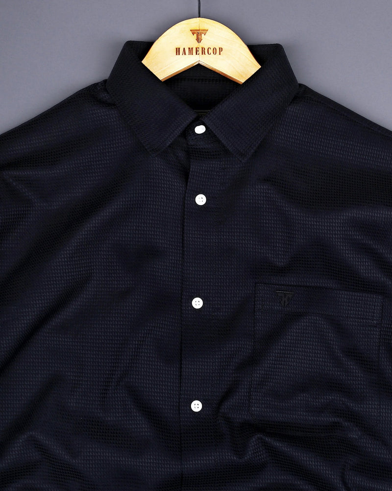 Iridium Black Solid Dobby Texture Premium Cotton Shirt