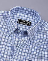 Zinc Blue With White Check Premium Cotton Shirt