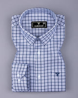 Zinc Blue With White Check Premium Cotton Shirt