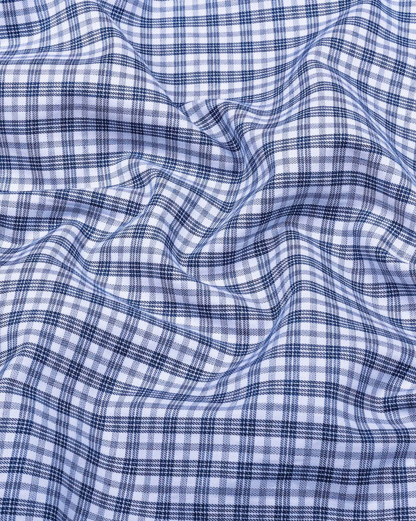 Zinc Blue With White Check Premium Cotton Shirt