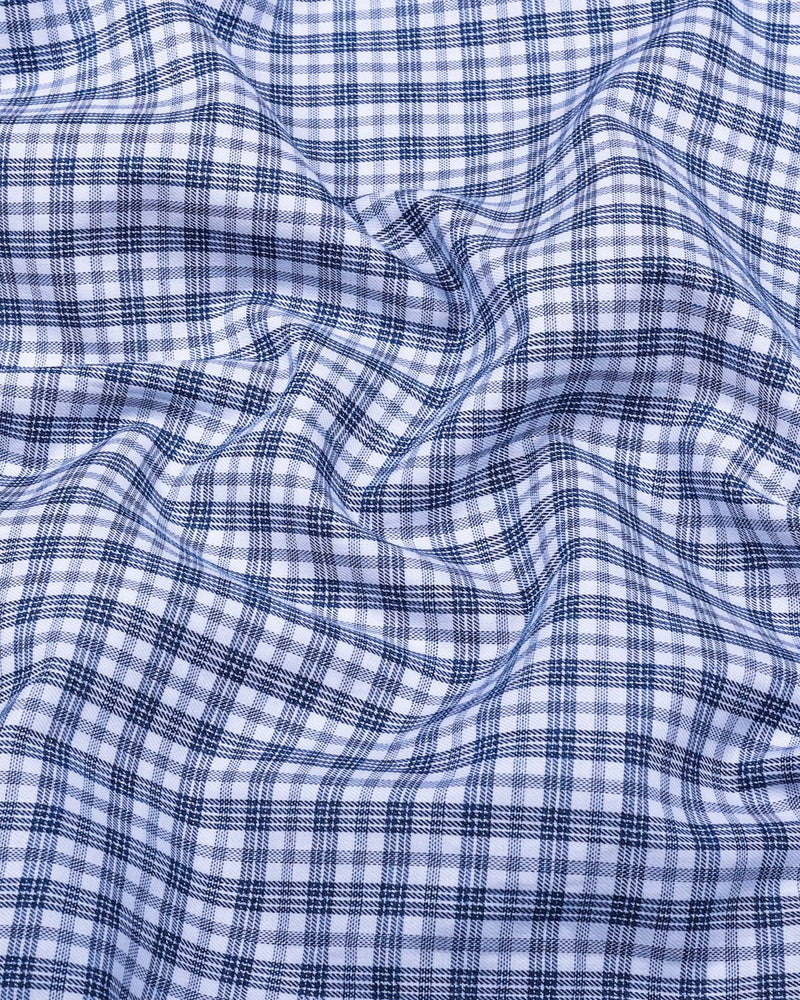 Zinc Blue With White Check Premium Cotton Shirt