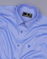 Itzig Blue With White Jacquard Textured Dobby Cotton Shirt