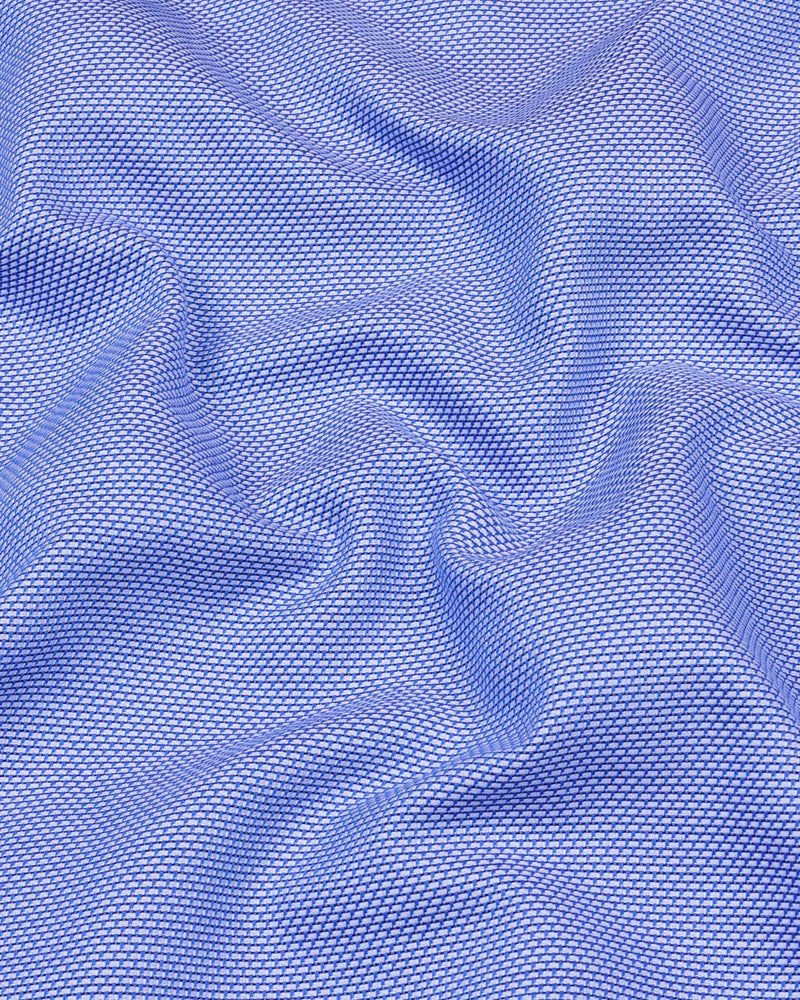 Itzig Blue With White Jacquard Textured Dobby Cotton Shirt