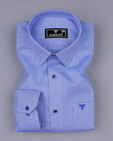 Itzig Blue With White Jacquard Textured Dobby Cotton Shirt