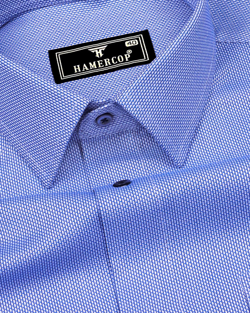 Itzig Blue With White Jacquard Textured Dobby Cotton Shirt