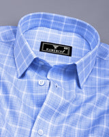 Squrzac Skyblue With White Check Premium Giza Shirt