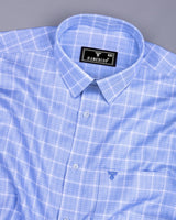 Squrzac Skyblue With White Check Premium Giza Shirt