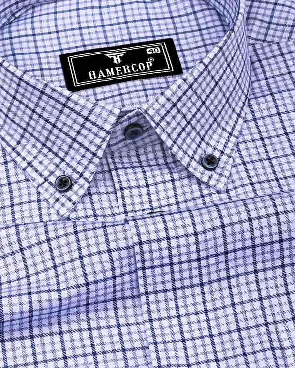 Marnate Blue With White Premium Check Formal Shirt