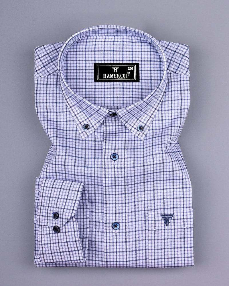 Marnate Blue With White Premium Check Formal Shirt