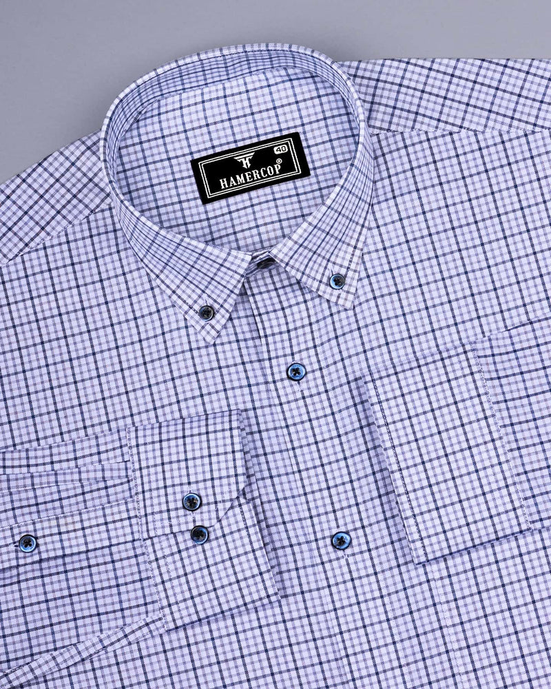 Marnate Blue With White Premium Check Formal Shirt