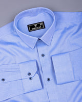 Gemstone SkyBlue With White Jacquard Texture Cotton Shirt