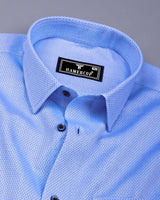 Gemstone SkyBlue With White Jacquard Texture Cotton Shirt