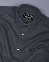 Slate Gray With Black Houndstooth Dobby Cotton Shirt