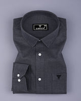 Slate Gray With Black Houndstooth Dobby Cotton Shirt