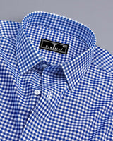 Jenon Blue With White Yarn Dyed Check Oxford Cotton Shirt