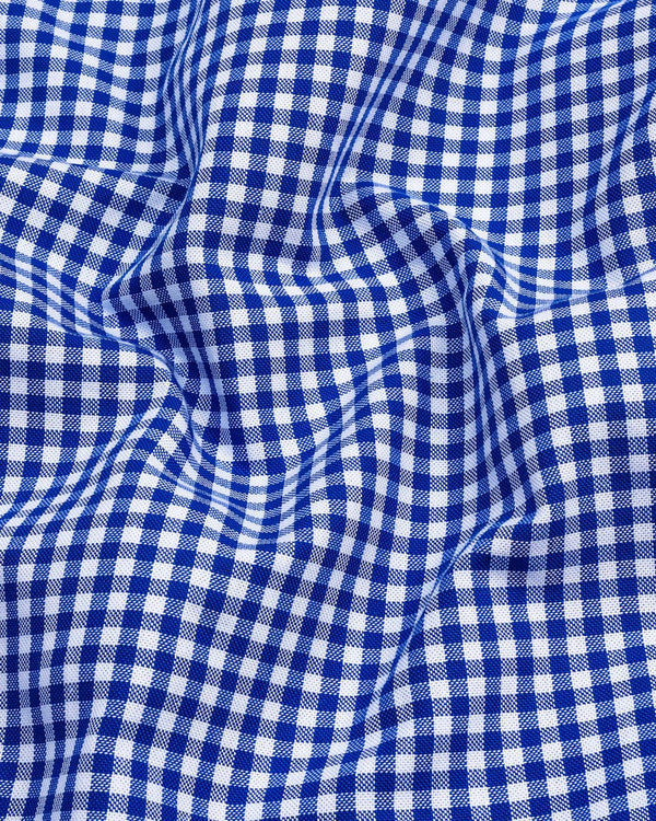 Jenon Blue With White Yarn Dyed Check Oxford Cotton Shirt