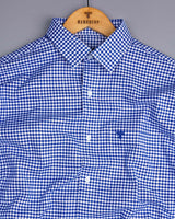 Jenon Blue With White Yarn Dyed Check Oxford Cotton Shirt