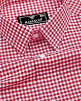 Jenon Red With White Yarn Dyed Check Oxford Cotton Shirt