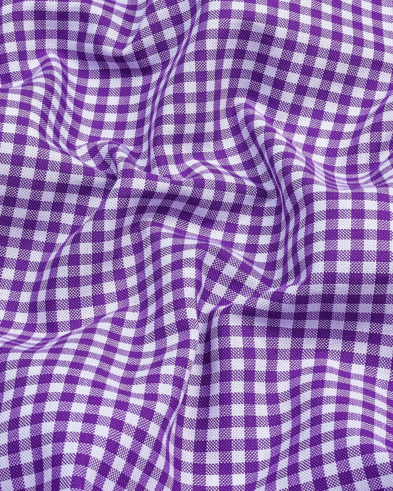 Jenon Purple With White Yarn Dyed Check Oxford Cotton Shirt