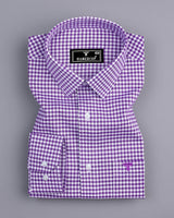 Jenon Purple With White Yarn Dyed Check Oxford Cotton Shirt