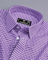 Jenon Purple With White Yarn Dyed Check Oxford Cotton Shirt