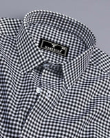 Jenon Black With White Yarn Dyed Check Oxford Cotton Shirt