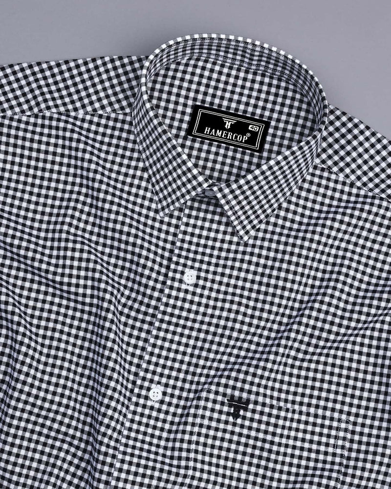 Jenon Black With White Yarn Dyed Check Oxford Cotton Shirt