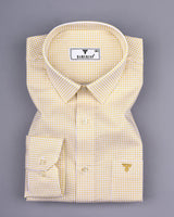 Athos Yellow With White Dobby Check Premium Giza Shirt