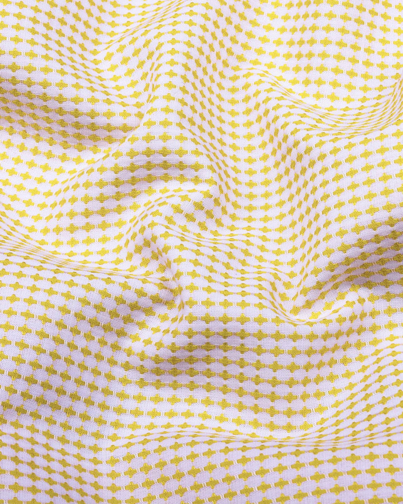 Athos Yellow With White Dobby Check Premium Giza Shirt