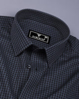 Skipton Gray With Black Houndstooth Dobby Premium Giza Shirt