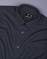 Skipton Gray With Black Houndstooth Dobby Premium Giza Shirt