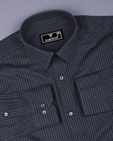 Skipton Gray With Black Houndstooth Dobby Premium Giza Shirt