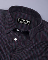 Skipton Maroon With Black Houndstooth Dobby Premium Giza Shirt