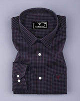 Skipton Maroon With Black Houndstooth Dobby Premium Giza Shirt