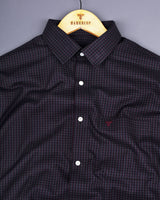 Skipton Maroon With Black Houndstooth Dobby Premium Giza Shirt