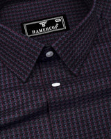 Skipton Maroon With Black Houndstooth Dobby Premium Giza Shirt