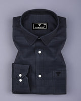 Pinacle Gray With Black Houndstooth Check Premium Giza Shirt