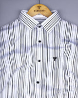 Primrose White With Black Twill Stripe Cotton Shirt