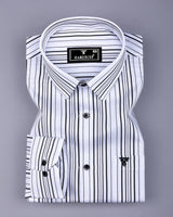 Primrose White With Black Twill Stripe Cotton Shirt