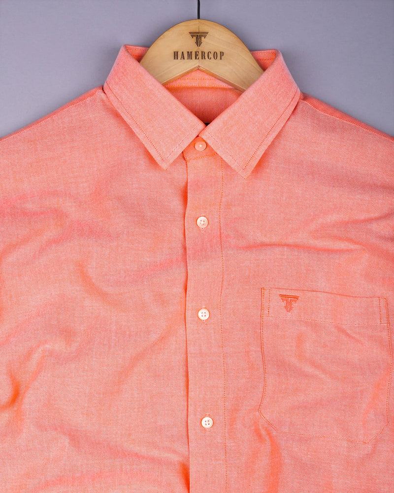 Tiger Orange Plain Oxford Cotton Formal Shirt