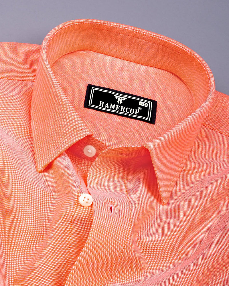 Tiger Orange Plain Oxford Cotton Formal Shirt