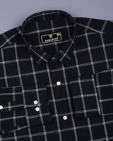 Derowin Black With Gray Check Linen Cotton Shirt