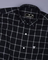 Derowin Black With Gray Check Linen Cotton Shirt