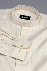 Light Brown rohmbus shape jacquard shirt