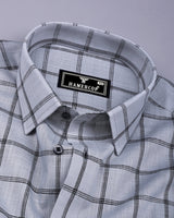 Derowin Gray With Black Check Linen Cotton Shirt