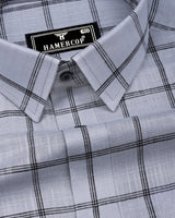 Derowin Gray With Black Check Linen Cotton Shirt