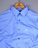 Cosy Blue With White Printed Formal Cotton Shirt