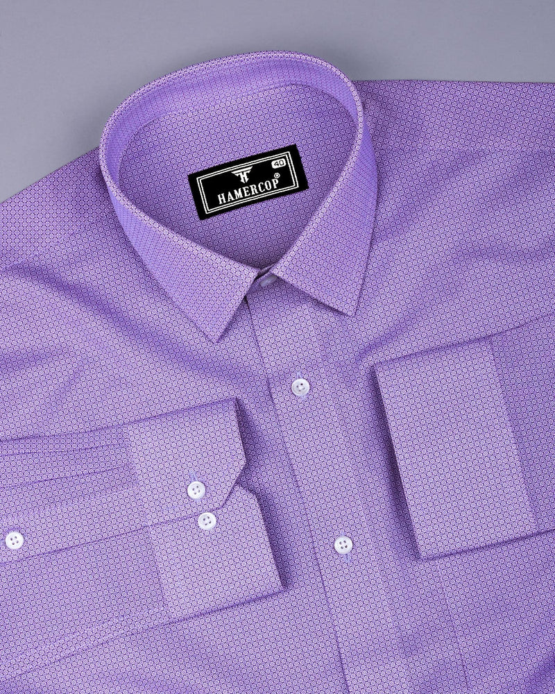 Monster Purple With White Printed Cotton Shirt