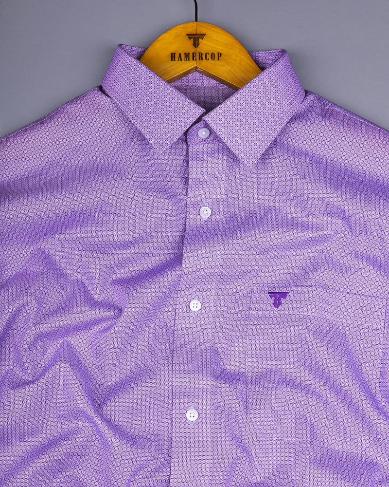 Monster Purple With White Printed Cotton Shirt