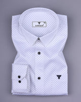 Olwen White With Black Polka Dot Printed Cotton Shirt